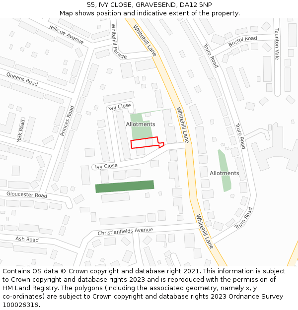 55, IVY CLOSE, GRAVESEND, DA12 5NP: Location map and indicative extent of plot