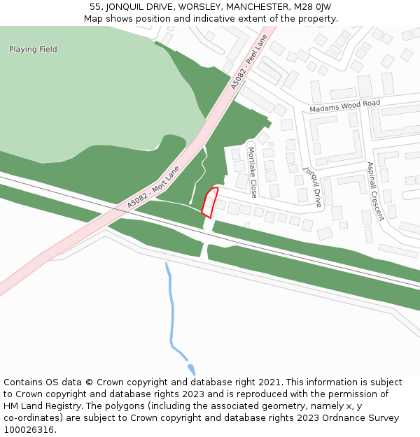 55, JONQUIL DRIVE, WORSLEY, MANCHESTER, M28 0JW: Location map and indicative extent of plot