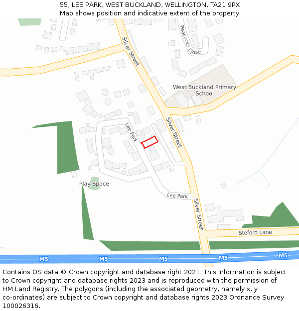 55, LEE PARK, WEST BUCKLAND, WELLINGTON, TA21 9PX: Location map and indicative extent of plot