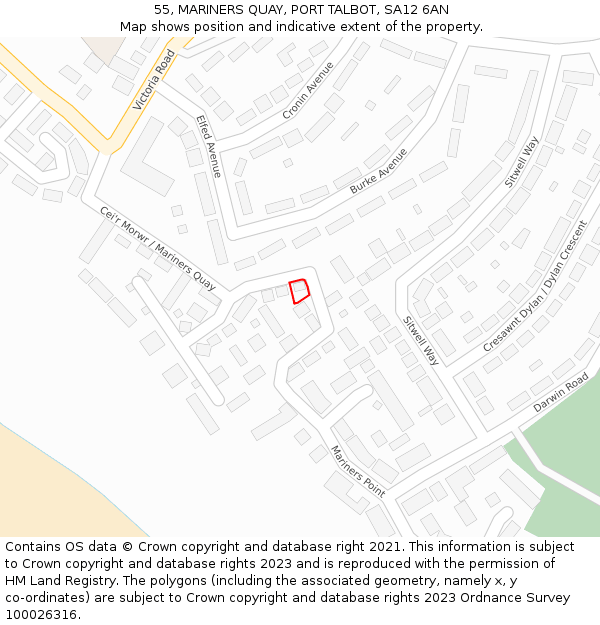 55, MARINERS QUAY, PORT TALBOT, SA12 6AN: Location map and indicative extent of plot