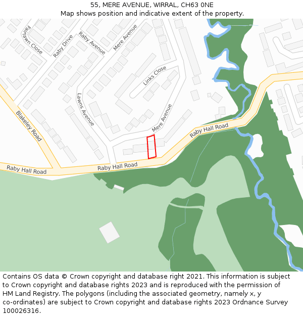 55, MERE AVENUE, WIRRAL, CH63 0NE: Location map and indicative extent of plot