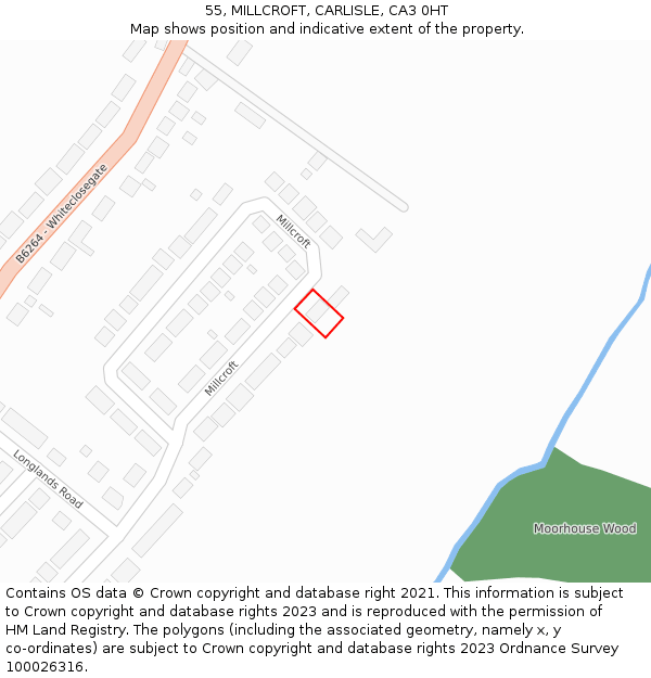 55, MILLCROFT, CARLISLE, CA3 0HT: Location map and indicative extent of plot