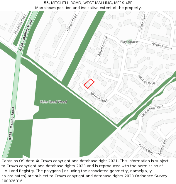 55, MITCHELL ROAD, WEST MALLING, ME19 4RE: Location map and indicative extent of plot