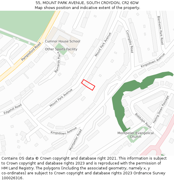 55, MOUNT PARK AVENUE, SOUTH CROYDON, CR2 6DW: Location map and indicative extent of plot