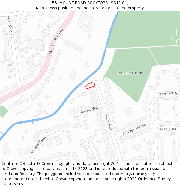 55, MOUNT ROAD, WICKFORD, SS11 8HJ: Location map and indicative extent of plot