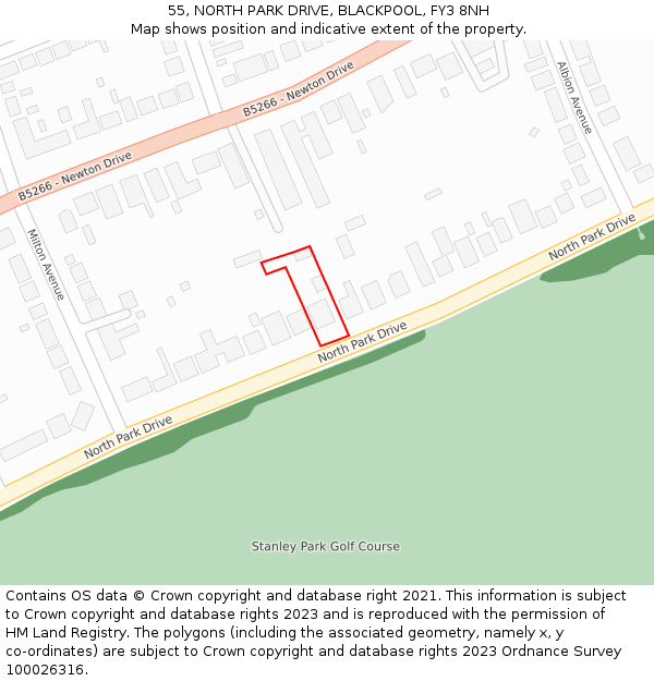 55, NORTH PARK DRIVE, BLACKPOOL, FY3 8NH: Location map and indicative extent of plot