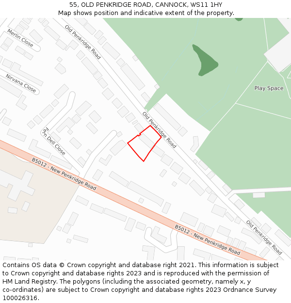 55, OLD PENKRIDGE ROAD, CANNOCK, WS11 1HY: Location map and indicative extent of plot
