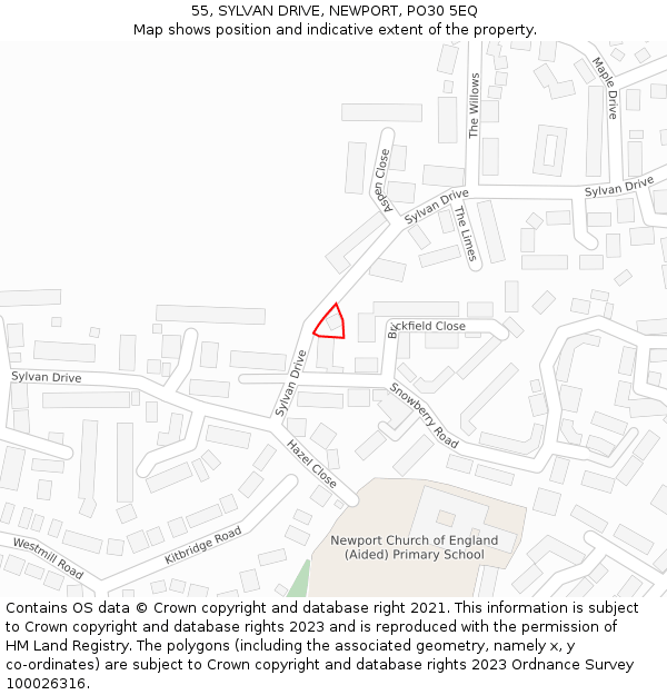 55, SYLVAN DRIVE, NEWPORT, PO30 5EQ: Location map and indicative extent of plot