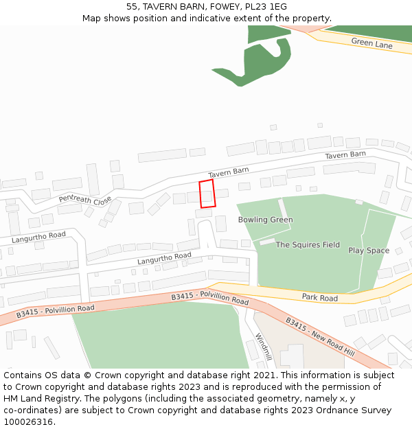 55, TAVERN BARN, FOWEY, PL23 1EG: Location map and indicative extent of plot