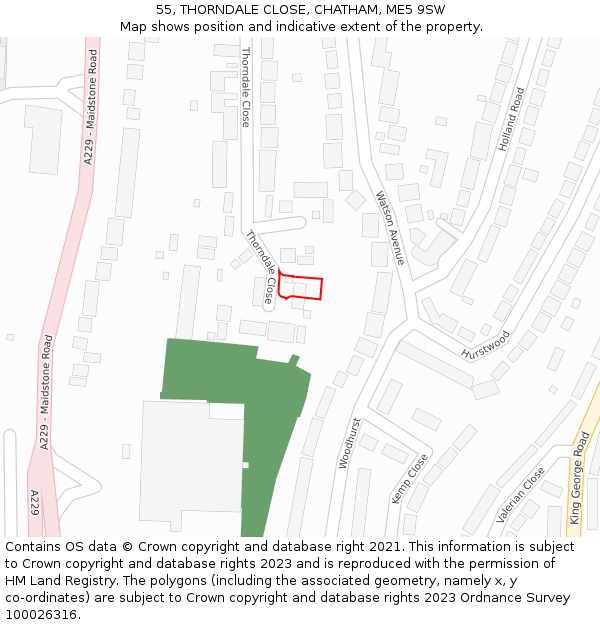 55, THORNDALE CLOSE, CHATHAM, ME5 9SW: Location map and indicative extent of plot