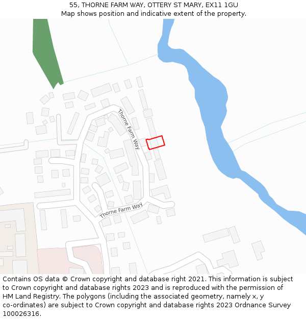 55, THORNE FARM WAY, OTTERY ST MARY, EX11 1GU: Location map and indicative extent of plot