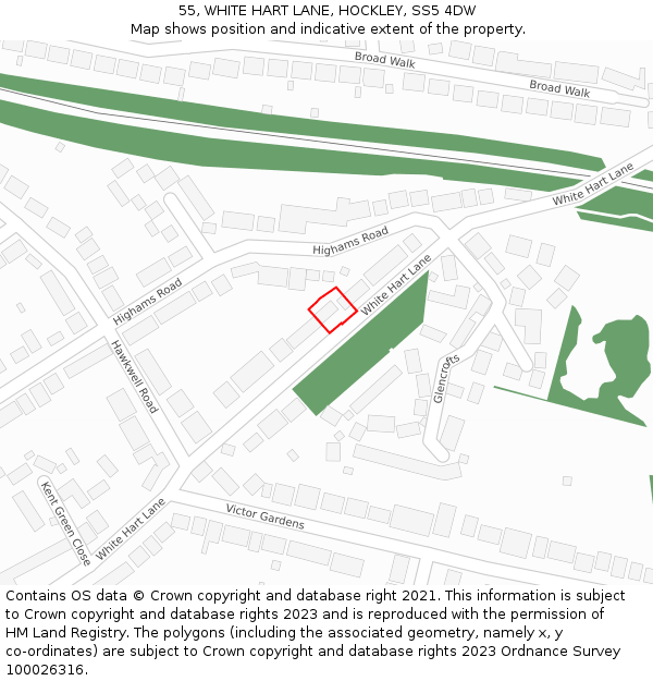 55, WHITE HART LANE, HOCKLEY, SS5 4DW: Location map and indicative extent of plot