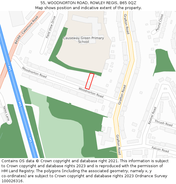 55, WOODNORTON ROAD, ROWLEY REGIS, B65 0QZ: Location map and indicative extent of plot