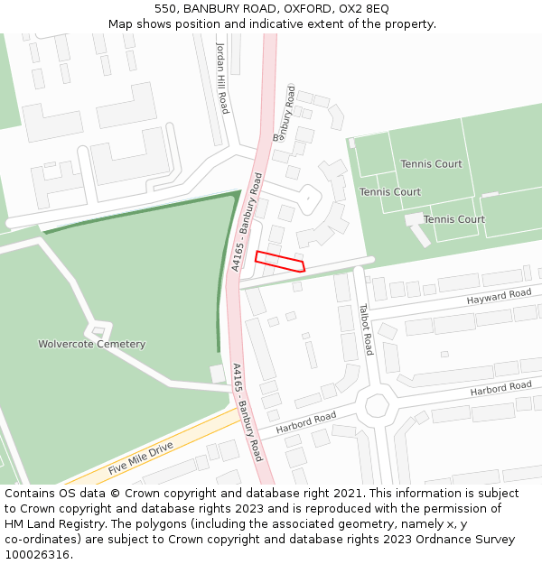 550, BANBURY ROAD, OXFORD, OX2 8EQ: Location map and indicative extent of plot