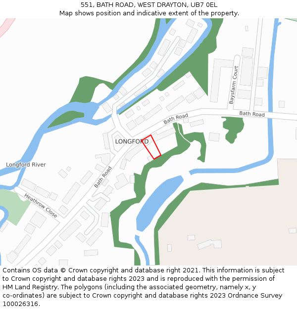 551, BATH ROAD, WEST DRAYTON, UB7 0EL: Location map and indicative extent of plot