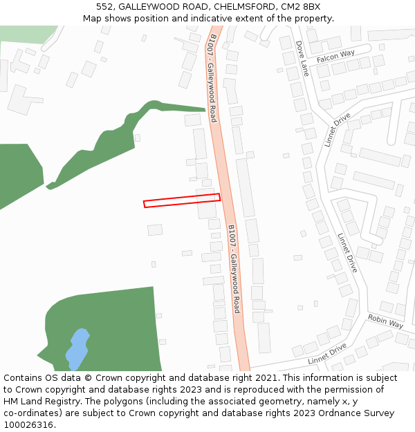 552, GALLEYWOOD ROAD, CHELMSFORD, CM2 8BX: Location map and indicative extent of plot
