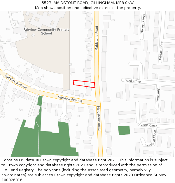 552B, MAIDSTONE ROAD, GILLINGHAM, ME8 0NW: Location map and indicative extent of plot