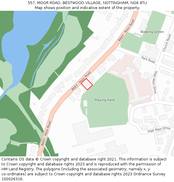 557, MOOR ROAD, BESTWOOD VILLAGE, NOTTINGHAM, NG6 8TU: Location map and indicative extent of plot