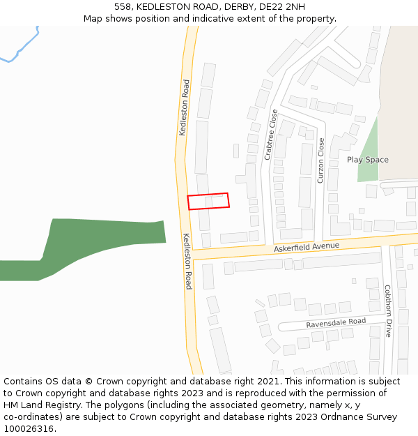 558, KEDLESTON ROAD, DERBY, DE22 2NH: Location map and indicative extent of plot