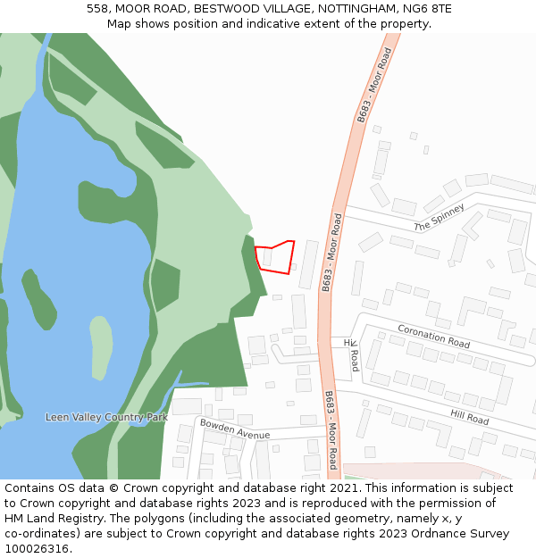 558, MOOR ROAD, BESTWOOD VILLAGE, NOTTINGHAM, NG6 8TE: Location map and indicative extent of plot