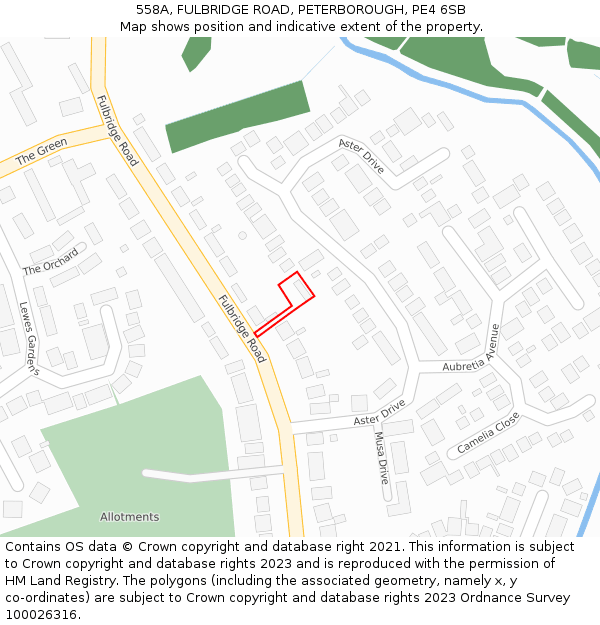 558A, FULBRIDGE ROAD, PETERBOROUGH, PE4 6SB: Location map and indicative extent of plot