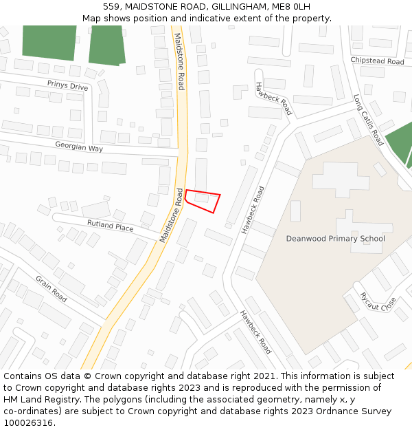 559, MAIDSTONE ROAD, GILLINGHAM, ME8 0LH: Location map and indicative extent of plot