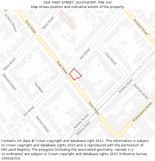 55A, PART STREET, SOUTHPORT, PR8 1HY: Location map and indicative extent of plot