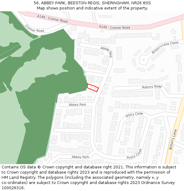 56, ABBEY PARK, BEESTON REGIS, SHERINGHAM, NR26 8SS: Location map and indicative extent of plot