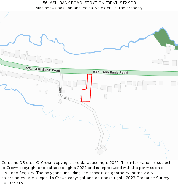 56, ASH BANK ROAD, STOKE-ON-TRENT, ST2 9DR: Location map and indicative extent of plot