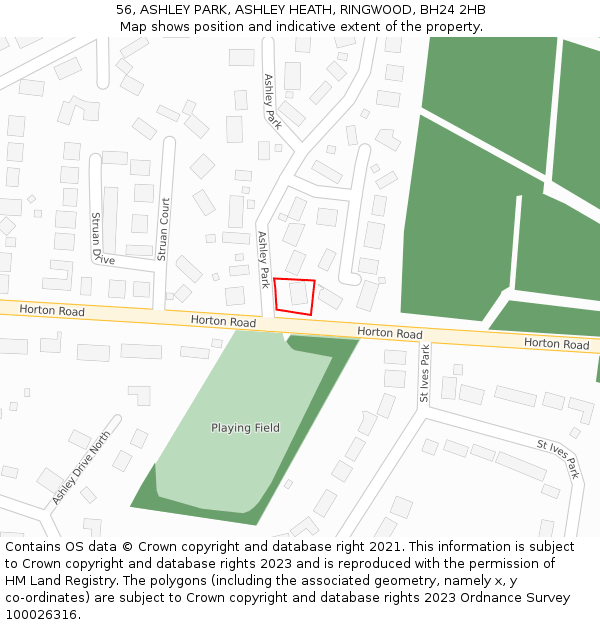 56, ASHLEY PARK, ASHLEY HEATH, RINGWOOD, BH24 2HB: Location map and indicative extent of plot