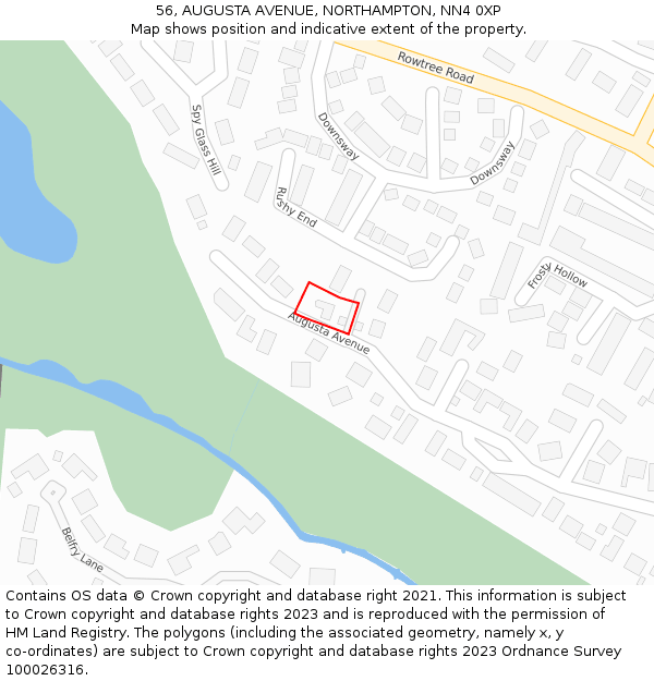 56, AUGUSTA AVENUE, NORTHAMPTON, NN4 0XP: Location map and indicative extent of plot