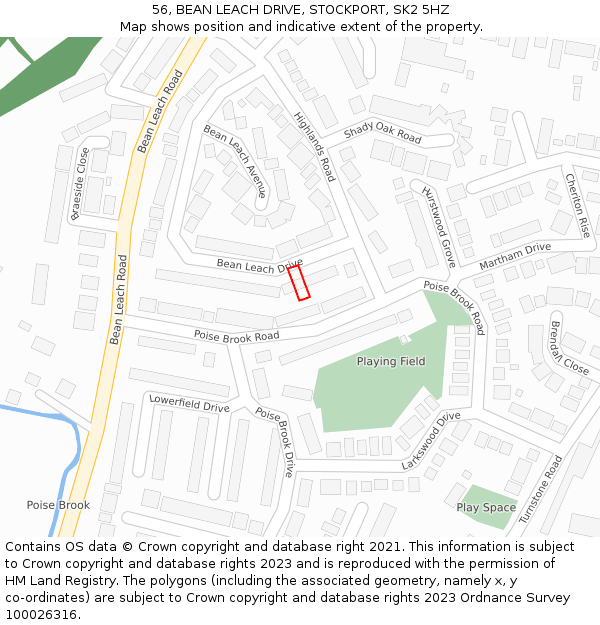 56, BEAN LEACH DRIVE, STOCKPORT, SK2 5HZ: Location map and indicative extent of plot