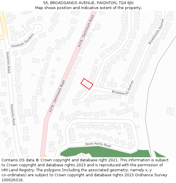 56, BROADSANDS AVENUE, PAIGNTON, TQ4 6JN: Location map and indicative extent of plot