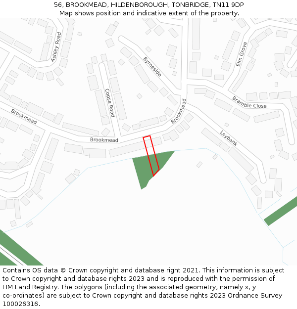 56, BROOKMEAD, HILDENBOROUGH, TONBRIDGE, TN11 9DP: Location map and indicative extent of plot