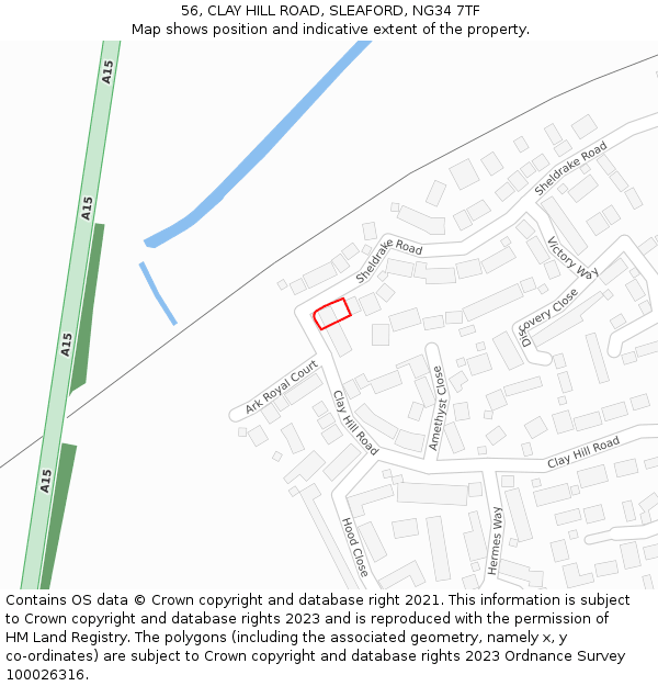 56, CLAY HILL ROAD, SLEAFORD, NG34 7TF: Location map and indicative extent of plot