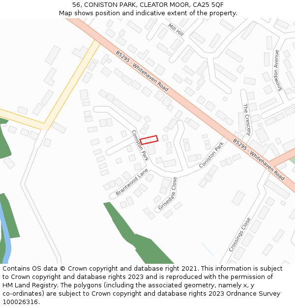 56, CONISTON PARK, CLEATOR MOOR, CA25 5QF: Location map and indicative extent of plot