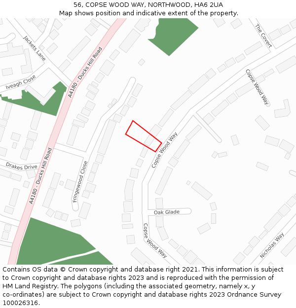 56, COPSE WOOD WAY, NORTHWOOD, HA6 2UA: Location map and indicative extent of plot