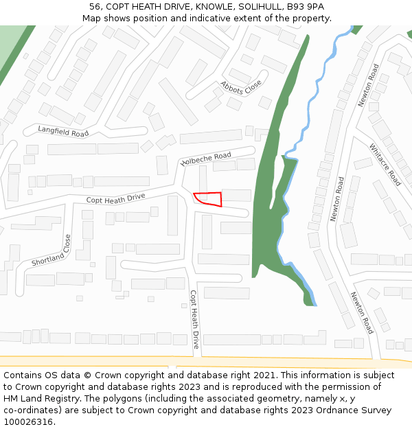 56, COPT HEATH DRIVE, KNOWLE, SOLIHULL, B93 9PA: Location map and indicative extent of plot