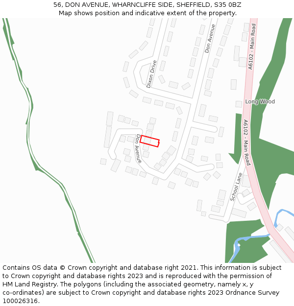 56, DON AVENUE, WHARNCLIFFE SIDE, SHEFFIELD, S35 0BZ: Location map and indicative extent of plot