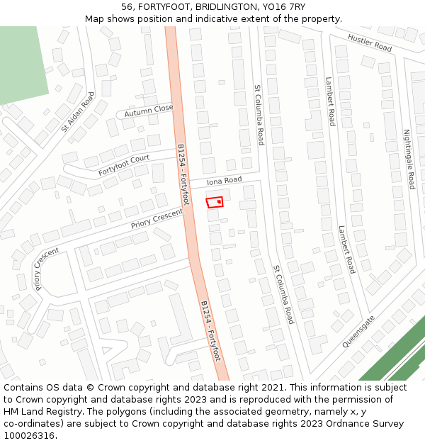 56, FORTYFOOT, BRIDLINGTON, YO16 7RY: Location map and indicative extent of plot