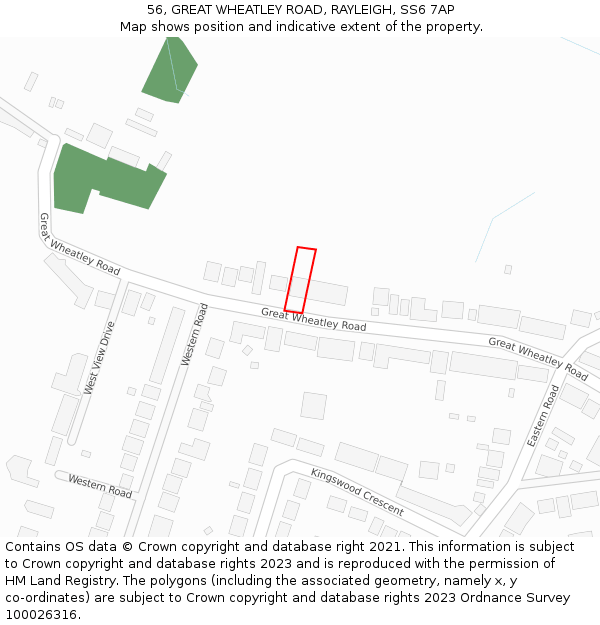 56, GREAT WHEATLEY ROAD, RAYLEIGH, SS6 7AP: Location map and indicative extent of plot