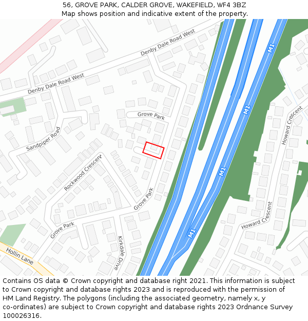 56, GROVE PARK, CALDER GROVE, WAKEFIELD, WF4 3BZ: Location map and indicative extent of plot