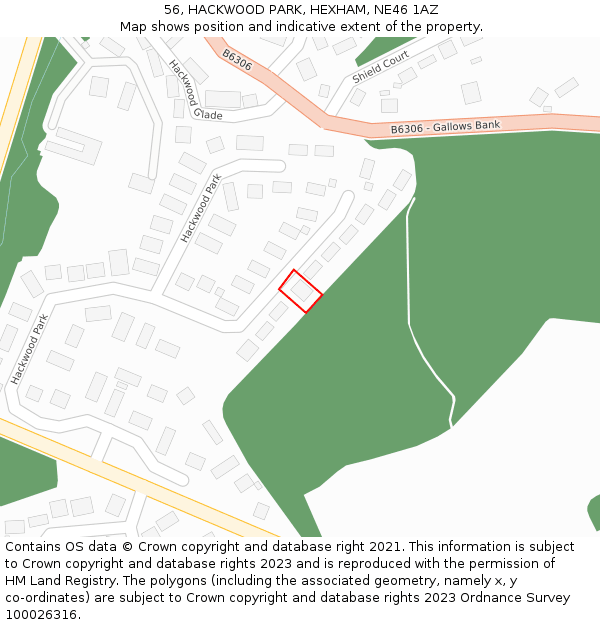 56, HACKWOOD PARK, HEXHAM, NE46 1AZ: Location map and indicative extent of plot