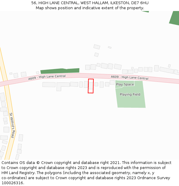56, HIGH LANE CENTRAL, WEST HALLAM, ILKESTON, DE7 6HU: Location map and indicative extent of plot
