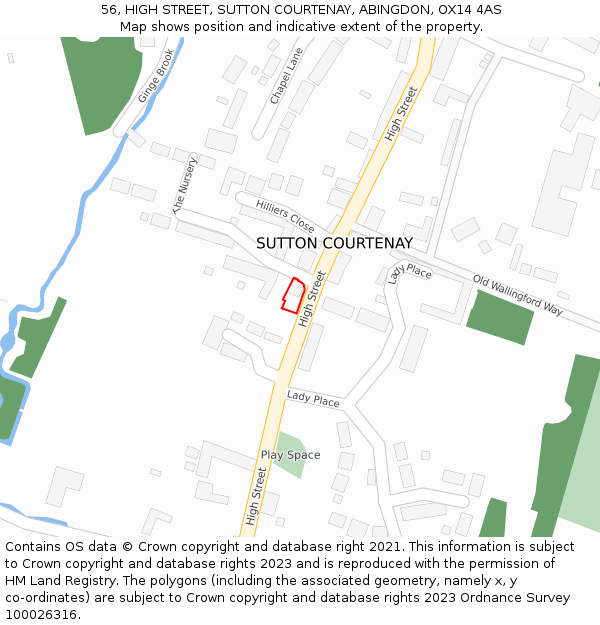 56, HIGH STREET, SUTTON COURTENAY, ABINGDON, OX14 4AS: Location map and indicative extent of plot