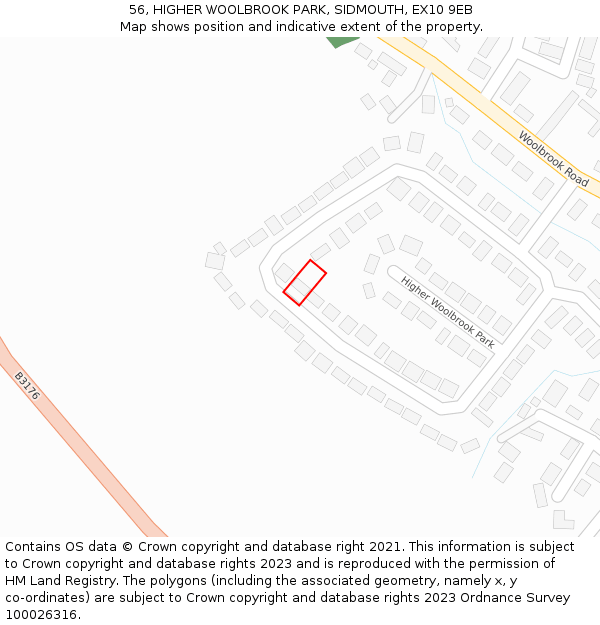 56, HIGHER WOOLBROOK PARK, SIDMOUTH, EX10 9EB: Location map and indicative extent of plot