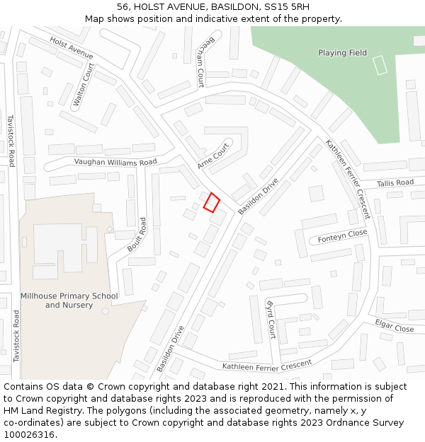 56, HOLST AVENUE, BASILDON, SS15 5RH: Location map and indicative extent of plot