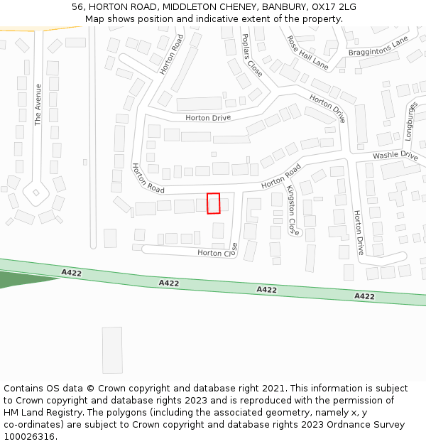 56, HORTON ROAD, MIDDLETON CHENEY, BANBURY, OX17 2LG: Location map and indicative extent of plot