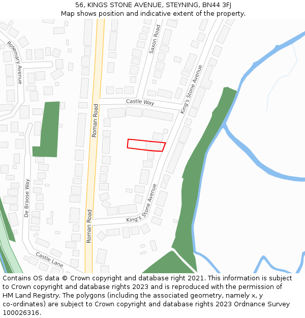 56, KINGS STONE AVENUE, STEYNING, BN44 3FJ: Location map and indicative extent of plot