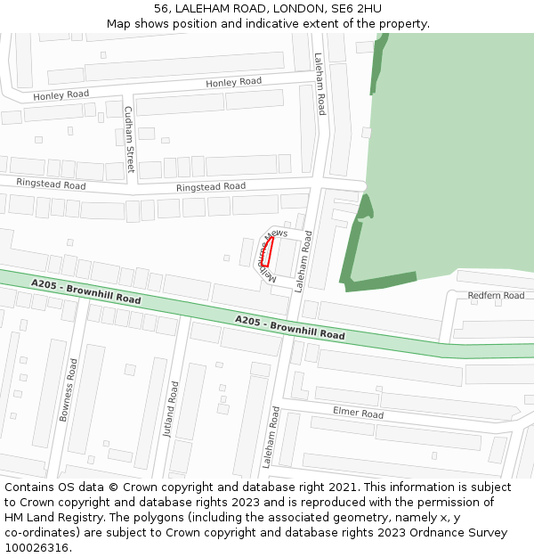 56, LALEHAM ROAD, LONDON, SE6 2HU: Location map and indicative extent of plot